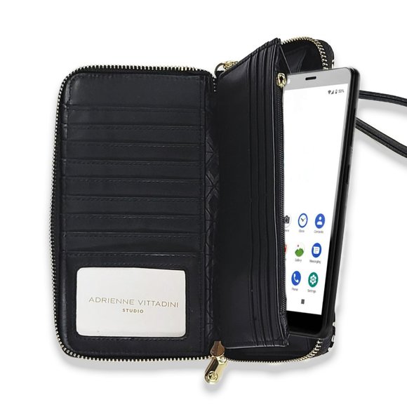 NWT Adrienne Vittadini RFID Velvet Texture Wristlet Wallet Phone Case - Picture 3 of 6
